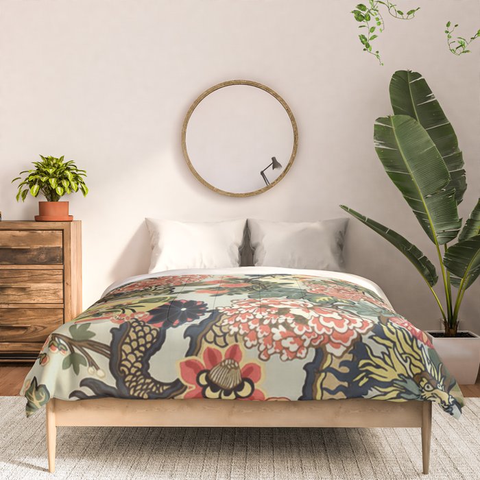 Chinese Dragon Vintage Floral Pattern Comforter Gallery Image 3