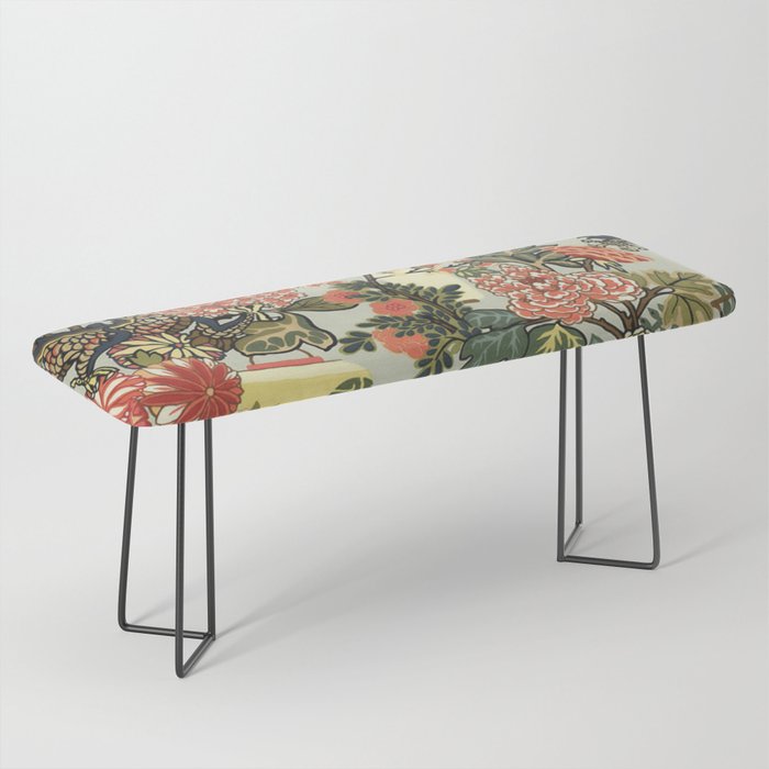 Chinese Dragon Vintage Floral Pattern Bench Gallery Image 1