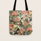Chinese Dragon Vintage Floral Pattern Tote Bag Gallery Image 1