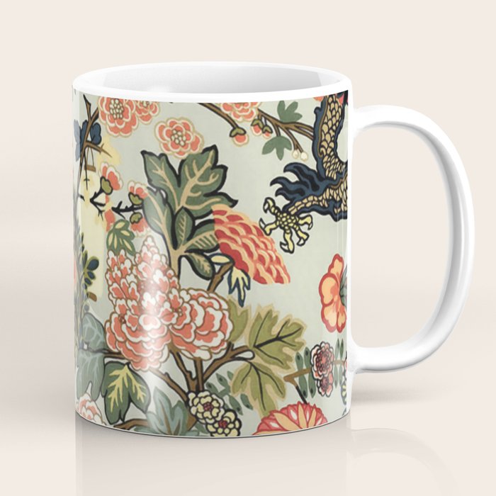 Chinese Dragon Vintage Floral Pattern Coffee Mug Gallery Image 1