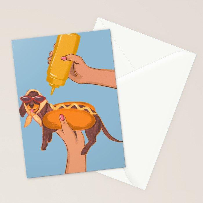 Hot Dog Dachshund Retro Pop Vintage-inspired art Stationery Card Gallery Image 2