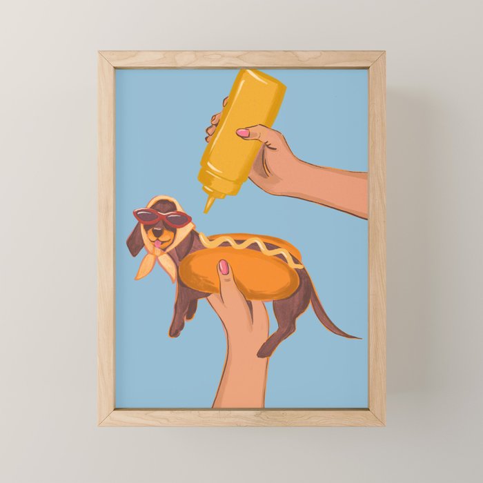 Hot Dog Dachshund Retro Pop Vintage-inspired art Mini Art Print Gallery Image 1
