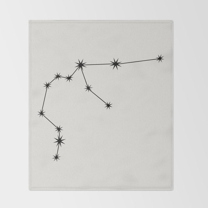 Aquarius Zodiac Star Constellation Line Art White Throw Blanket Gallery Image 2