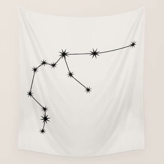 Aquarius Zodiac Star Constellation Line Art White Wall Tapestry Gallery Image 4