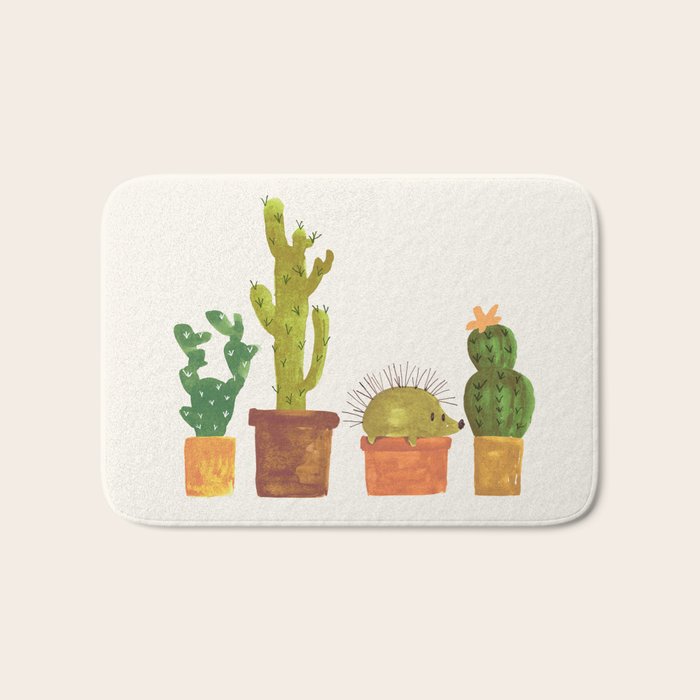 Hedgehog and Cactus (incognito) Bath Mat Gallery Image 1