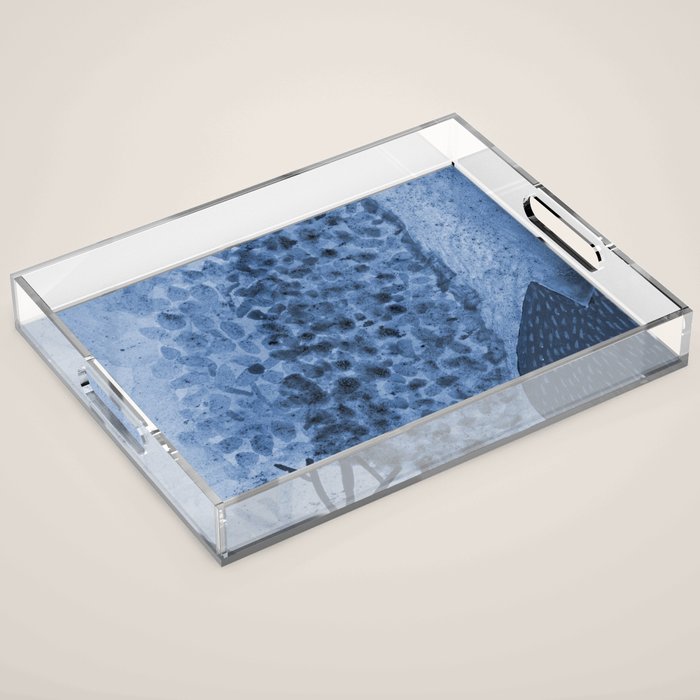 Garden Lilac Flower Painting in Navy Blue Acrylic Tray Gallery Image 1