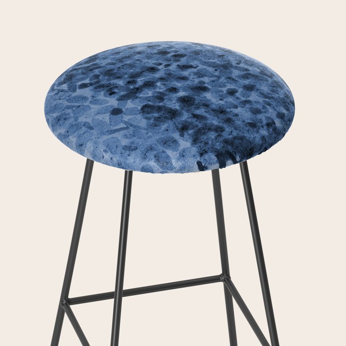 Garden Lilac Flower Painting in Navy Blue Stool Gallery Image 2