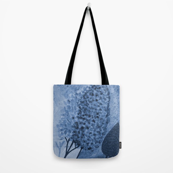 Garden Lilac Flower Painting in Navy Blue Tote Bag Gallery Image 2