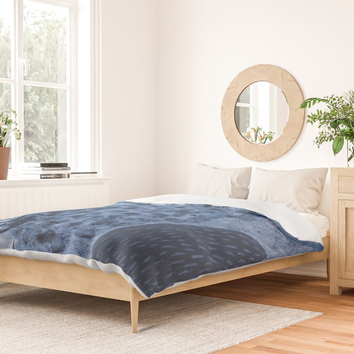 Garden Lilac Flower Painting in Navy Blue Duvet Cover Gallery Image 2