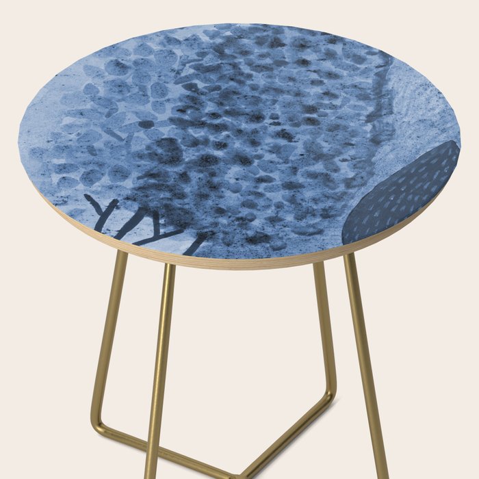 Garden Lilac Flower Painting in Navy Blue Side Table Gallery Image 2