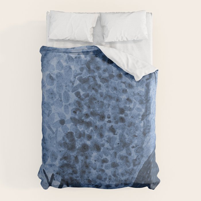 Garden Lilac Flower Painting in Navy Blue Duvet Cover Gallery Image 1