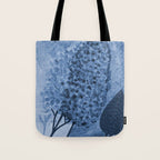 Garden Lilac Flower Painting in Navy Blue Tote Bag Gallery Image 1