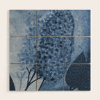 Garden Lilac Flower Painting in Navy Blue Wood Wall Art Gallery Image 1