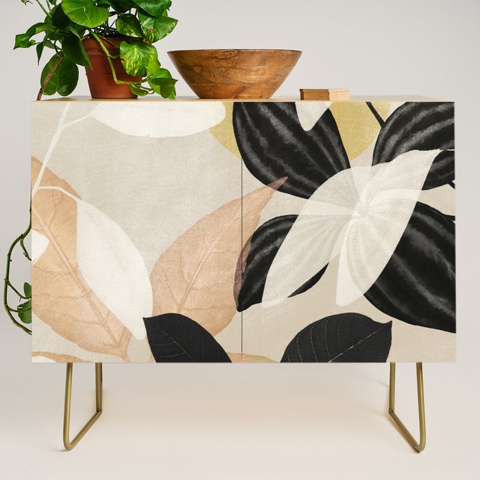 Minimal Abstract Art Tropical Leaves 2 Credenza Gallery Image 1