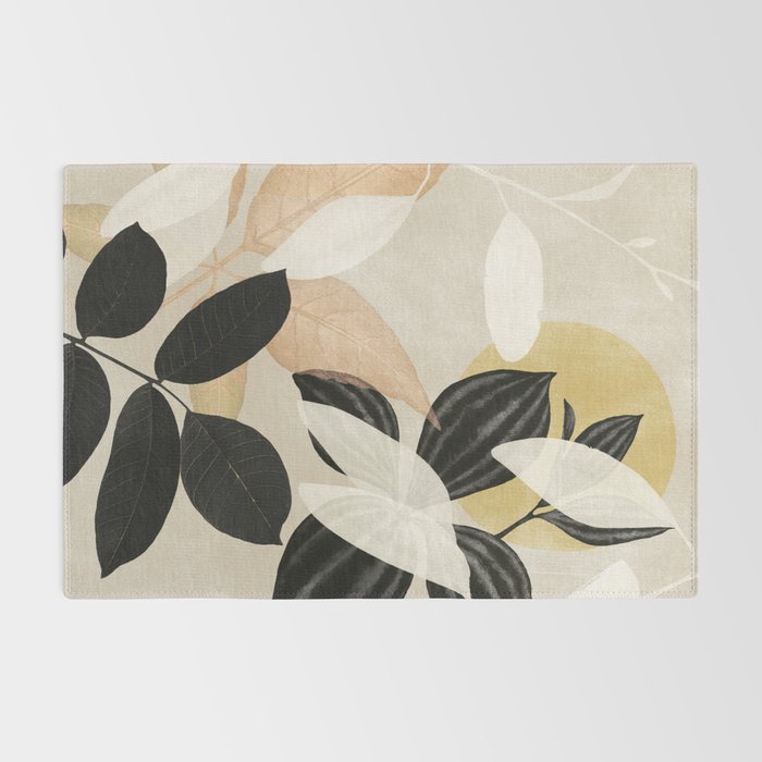 Minimal Abstract Art Tropical Leaves 2 Rug Gallery Image 2