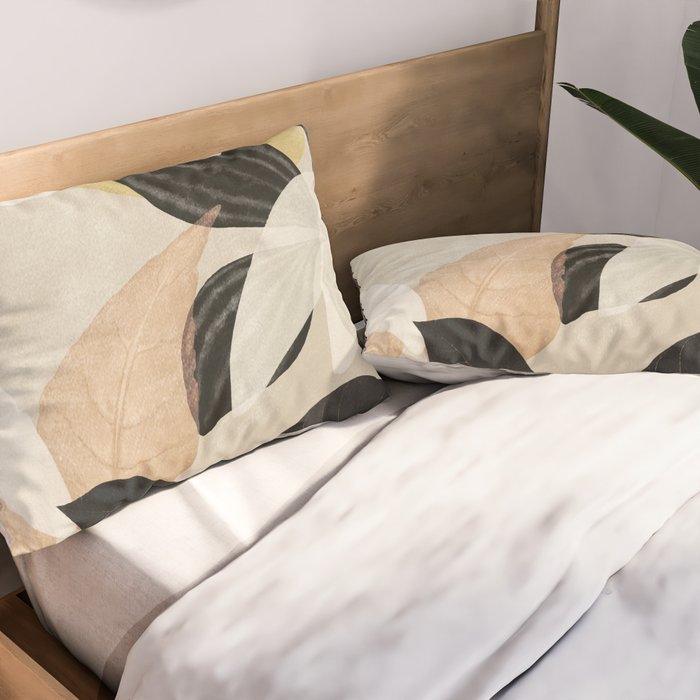 Minimal Abstract Art Tropical Leaves 2 Pillow Sham Gallery Image 2