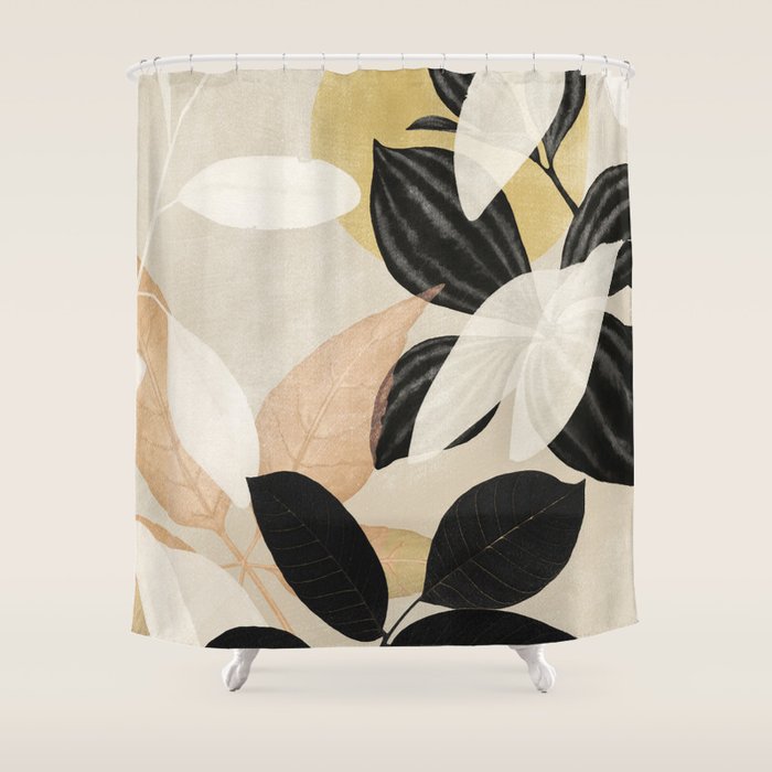 Minimal Abstract Art Tropical Leaves 2 Shower Curtain Gallery Image 1