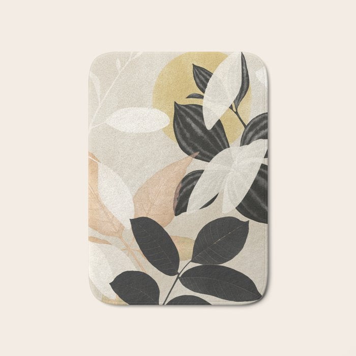 Minimal Abstract Art Tropical Leaves 2 Bath Mat Gallery Image 1