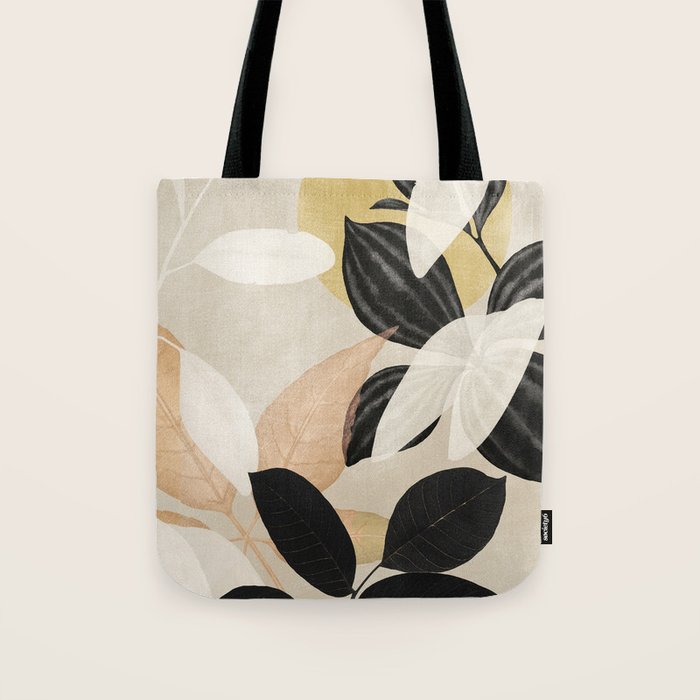Minimal Abstract Art Tropical Leaves 2 Tote Bag Gallery Image 1