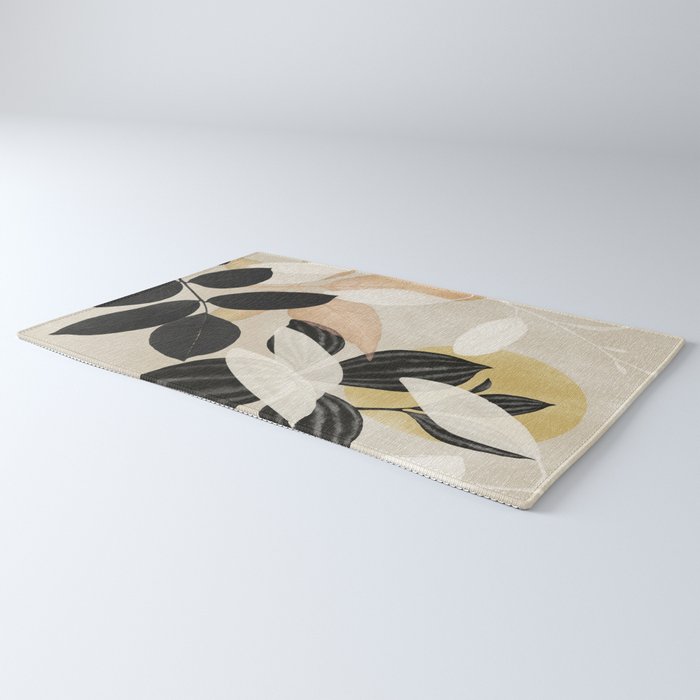 Minimal Abstract Art Tropical Leaves 2 Rug Gallery Image 3