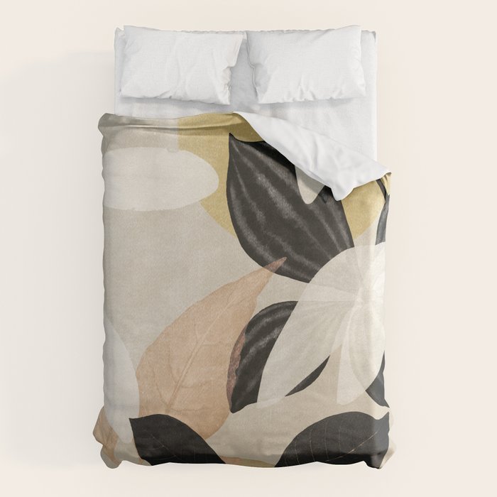 Minimal Abstract Art Tropical Leaves 2 Duvet Cover Gallery Image 1
