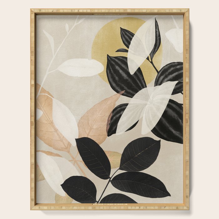 Minimal Abstract Art Tropical Leaves 2 Serving Tray Gallery Image 1