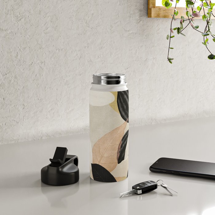 Minimal Abstract Art Tropical Leaves 2 Water Bottle Gallery Image 4