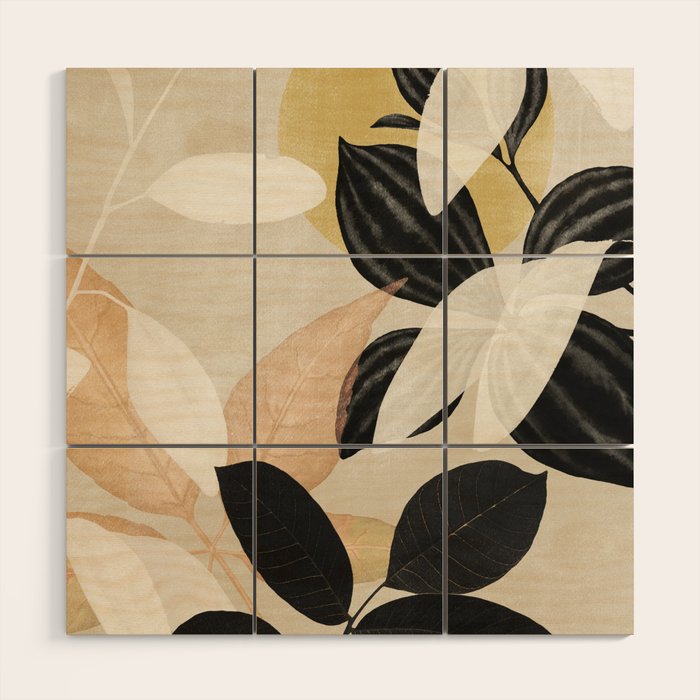 Minimal Abstract Art Tropical Leaves 2 Wood Wall Art Gallery Image 1