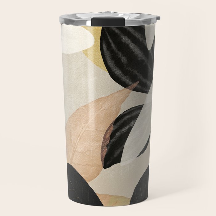 Minimal Abstract Art Tropical Leaves 2 Travel Mug Gallery Image 1