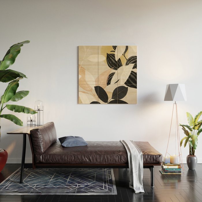 Minimal Abstract Art Tropical Leaves 2 Wood Wall Art Gallery Image 2