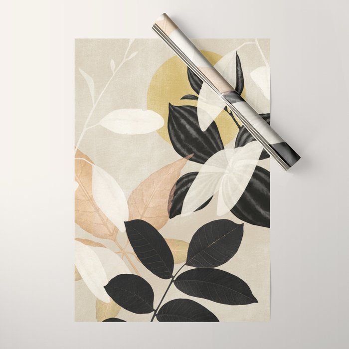 Minimal Abstract Art Tropical Leaves 2 Wrapping Paper Gallery Image 1