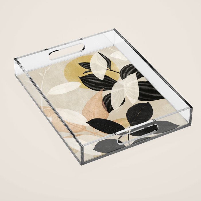 Minimal Abstract Art Tropical Leaves 2 Acrylic Tray Gallery Image 1