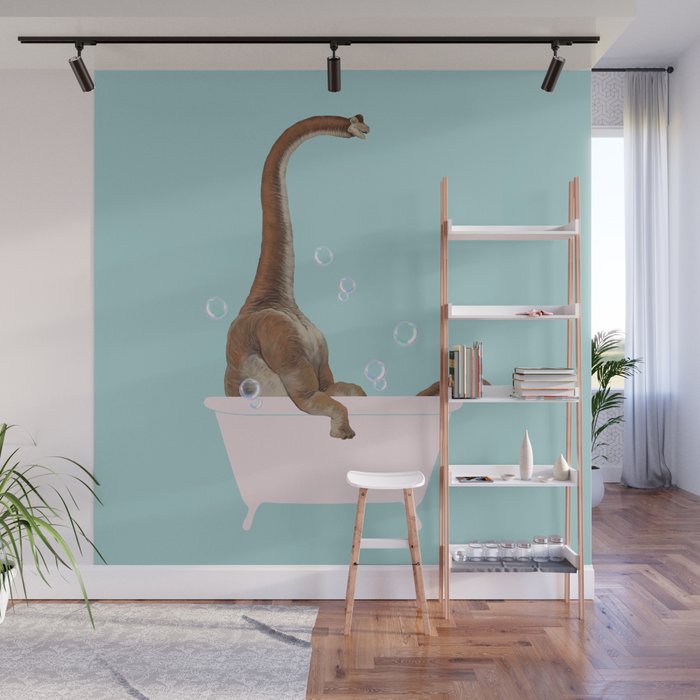 Brachiosaurus in Bathtub Wall Mural Gallery Image 1