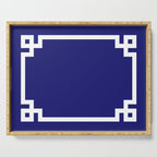 Midnight Blue and White Greek Key Border Serving Tray Gallery Image 1