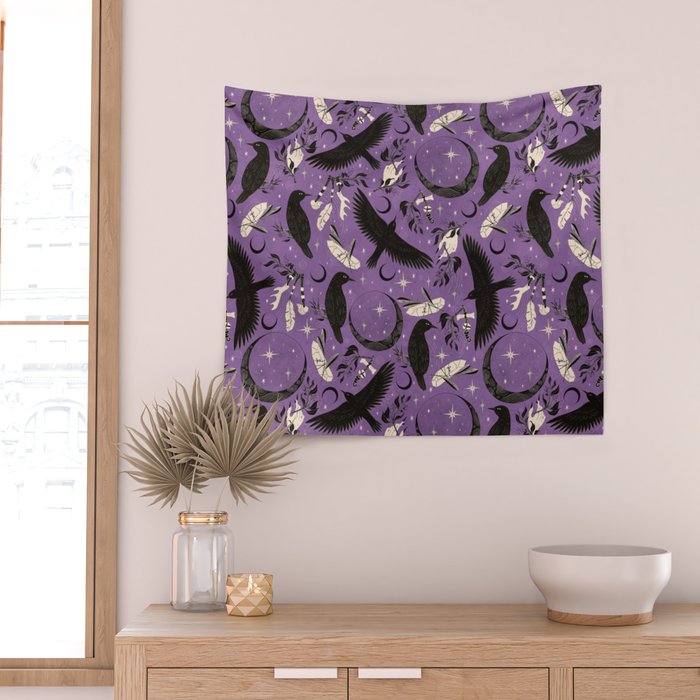 Raven Tarot Purple  Wall Tapestry Gallery Image 2