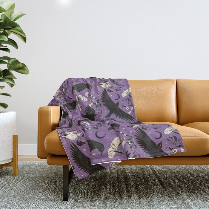 Raven Tarot Purple  Throw Blanket Gallery Image 1
