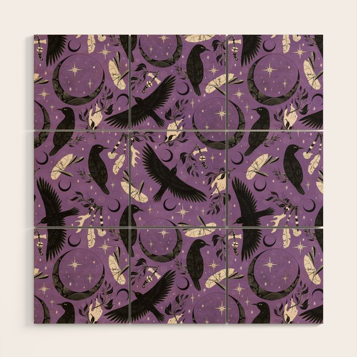 Raven Tarot Purple  Wood Wall Art Gallery Image 1
