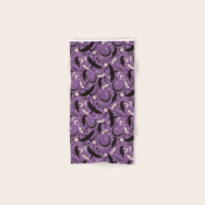 Raven Tarot Purple  Bath Towel Gallery Image 1