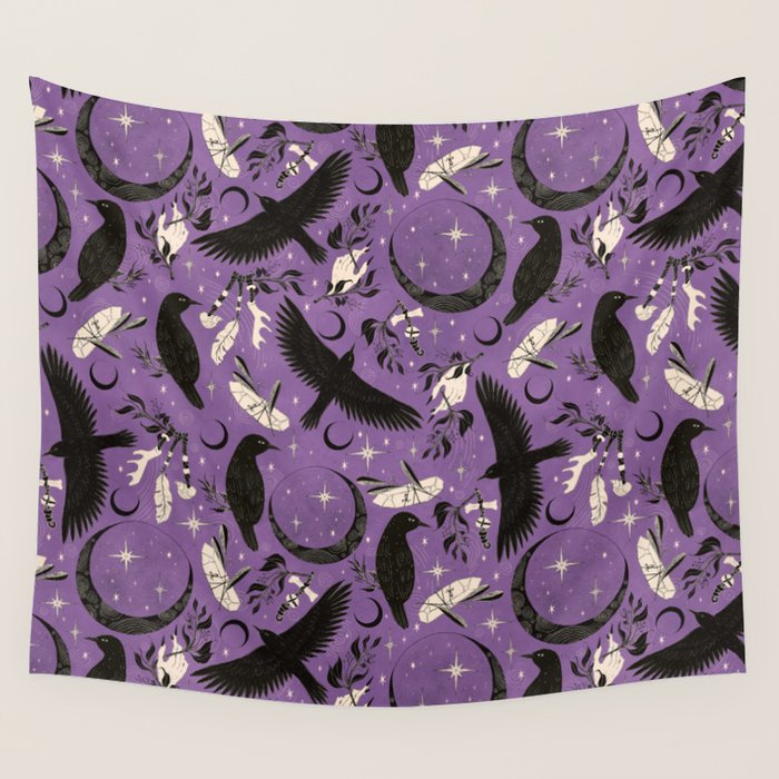 Raven Tarot Purple  Wall Tapestry Gallery Image 4