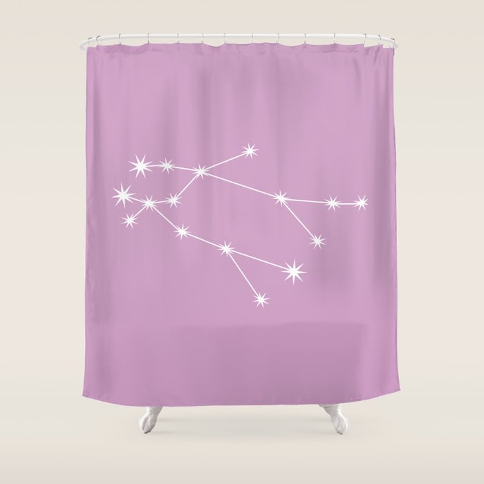Gemini Zodiac Star Constellation Line Art Pastel Lilac Shower Curtain Gallery Image 1