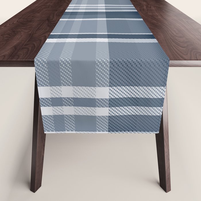 Blue Plaid Pattern, Geometric Art Table Runner Gallery Image 1