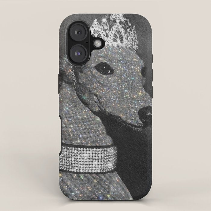 GLITTER QUEEN | art | creative | dog | crown | glamour | style | grey | black and white | diamonds  iPhone Case Gallery Image 1