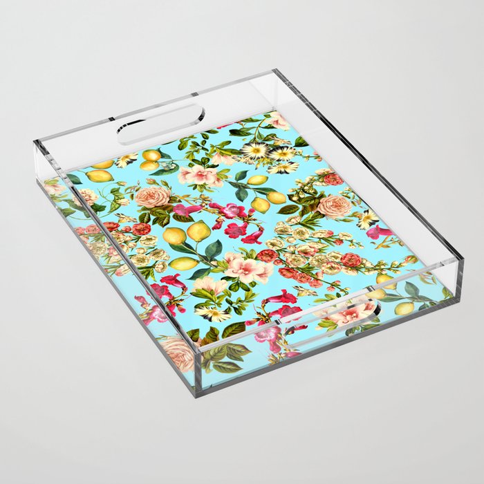 Lemon and Leaf Pattern IV Acrylic Tray Gallery Image 1