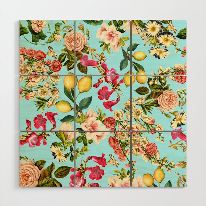 Lemon and Leaf Pattern IV Wood Wall Art Gallery Image 1