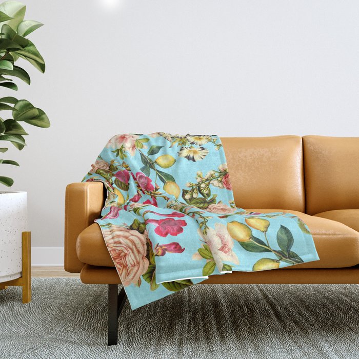 Lemon and Leaf Pattern IV Throw Blanket Gallery Image 1