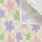 Colorful retro flower checkered pattern Wall Tapestry Gallery Image 3