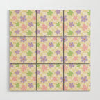 Colorful retro flower checkered pattern Wood Wall Art Gallery Image 1