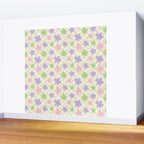 Colorful retro flower checkered pattern Wall Mural Gallery Image 2