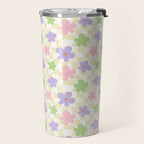 Colorful retro flower checkered pattern Travel Mug Gallery Image 2