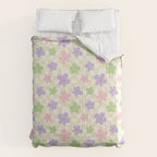 Colorful retro flower checkered pattern Comforter Gallery Image 6
